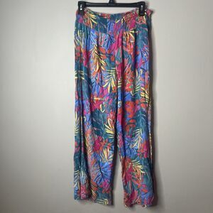 Kona Sol Cover Up Pants Womens Small Pull On Blue Floral